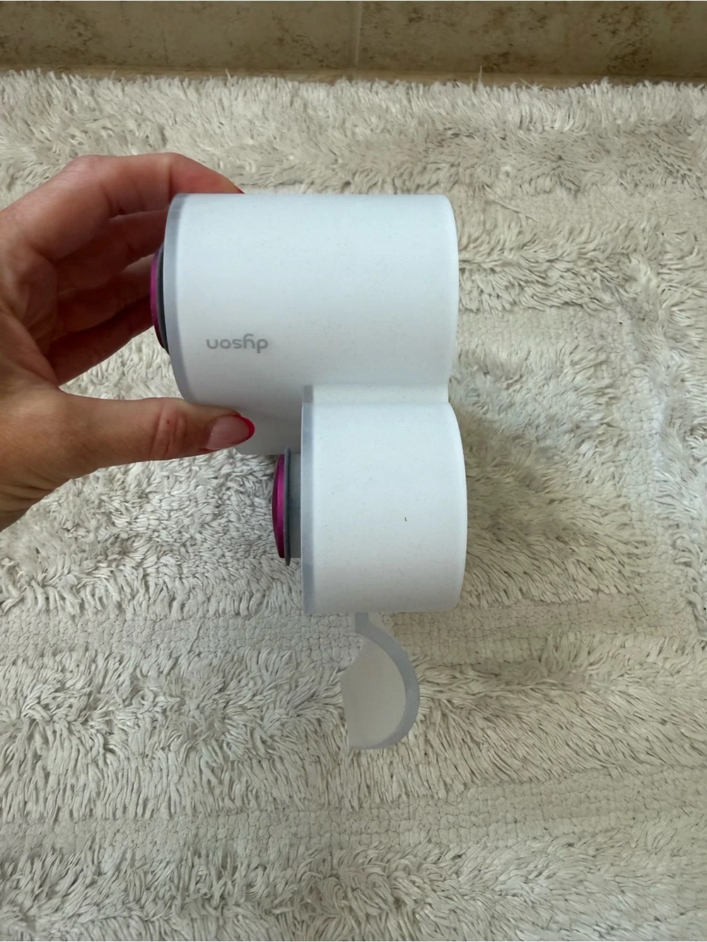 Dyson Airwrap styler display stand - white and fuchsia